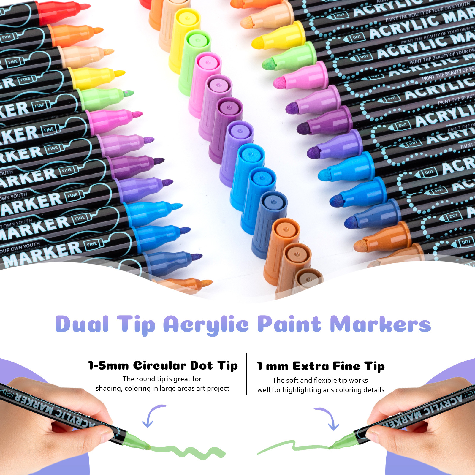 Children's and adults' dual-tip acrylic marker product image 5