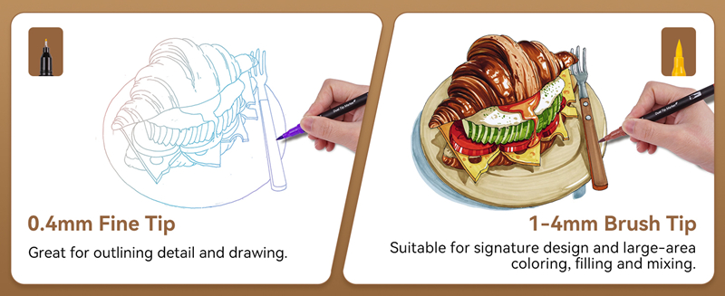 Dual-tip Design, Fine Detailing, Large Area Coloring
